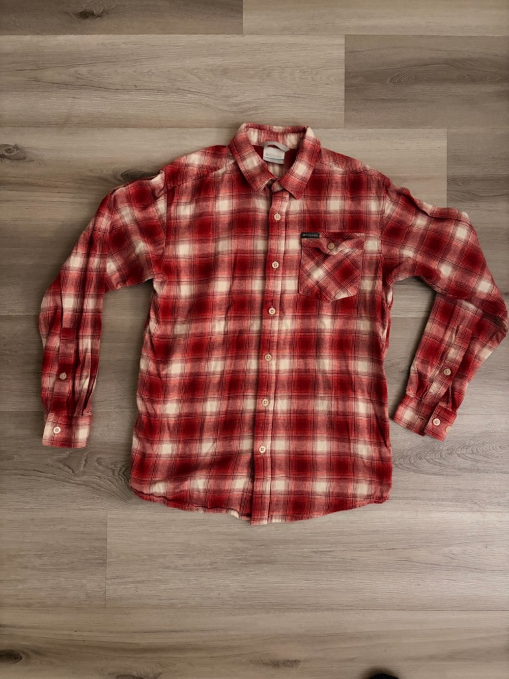 Columbia Vintage Men's Red Plaid Button-Down Shirt